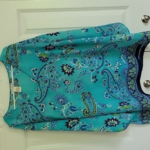 Summer flowing top. 2x blue paisley